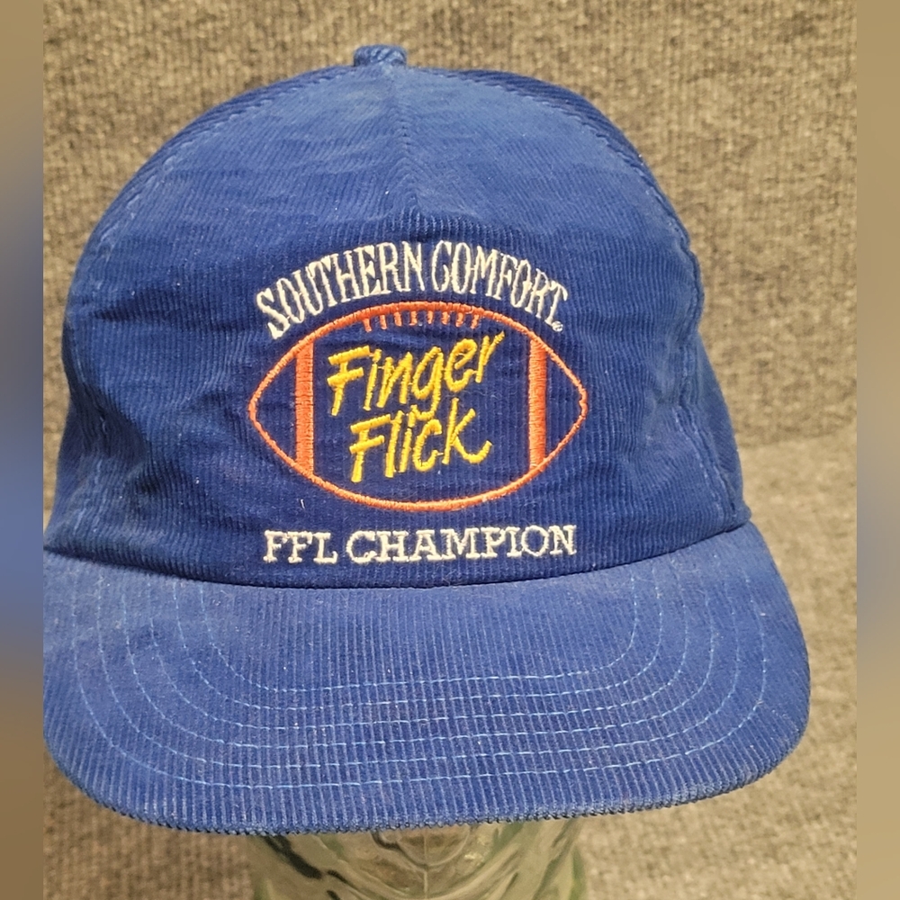 Blue Corduroy Hat Southern Comfort Finger Flick Football Champion